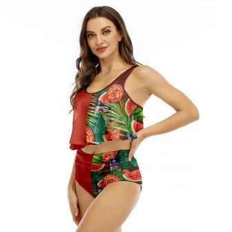 Half Side New Belgium Watermelon Ruffled Vest Swimsuit | Newhawaiianshirts