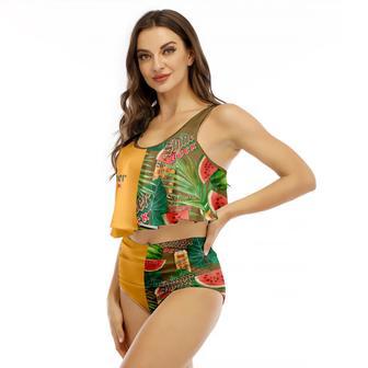 Half Side Shiner Bock Watermelon Ruffled Vest Swimsuit | Newhawaiianshirts