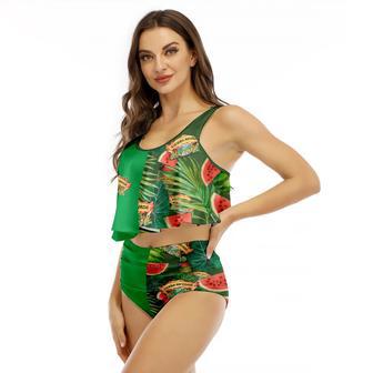 Half Side Sierra Nevada Watermelon Ruffled Vest Swimsuit | Newhawaiianshirts UK