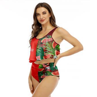 Half Side Tecate Watermelon Ruffled Vest Swimsuit | Newhawaiianshirts