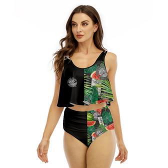 Half Side White Claw Watermelon Ruffled Vest Swimsuit | Newhawaiianshirts UK