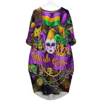 Happy Mardi Gras Aloha Long Sleeve Midi Dress | Newhawaiianshirts UK