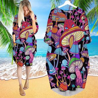 Hippie Mushroom Long Sleeve Midi Dress | Newhawaiianshirts DE