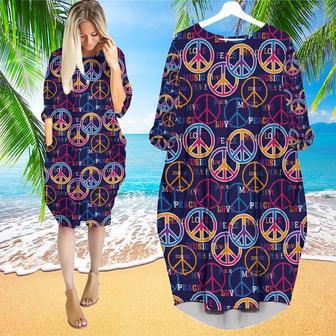 Hippie Peace Love Music Long Sleeve Midi Dress | Newhawaiianshirts UK