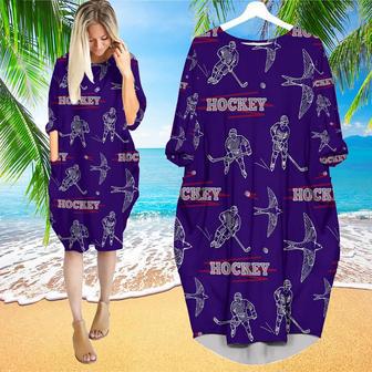 Hockey Players During The Game Long Sleeve Midi Dress | Newhawaiianshirts AU