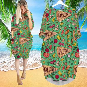 I Always Like Pizza Long Sleeve Midi Dress | Newhawaiianshirts CA