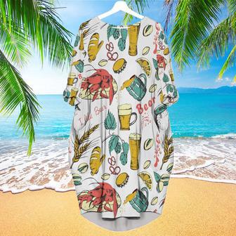 I Like Beer Pattern Long Sleeve Midi Dress | Newhawaiianshirts UK