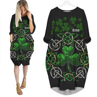 Irish Lucky Shamrock St Patricks Day Long Sleeve Midi Dress | Newhawaiianshirts UK