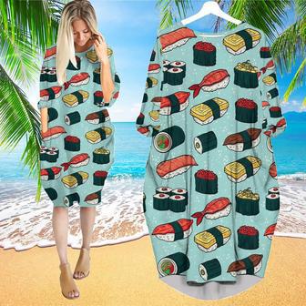 Japanese Food This How I Roll Sushi Long Sleeve Midi Dress | Newhawaiianshirts UK