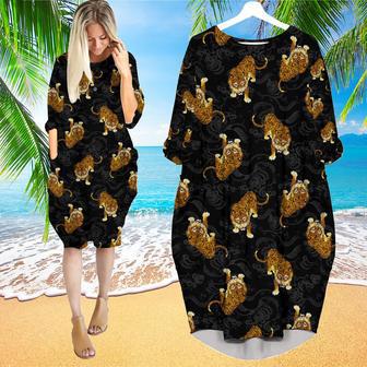 Japanese Tiger Long Sleeve Midi Dress | Newhawaiianshirts AU