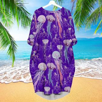 Jellyfish Squid Swimming Undersea Long Sleeve Midi Dress | Newhawaiianshirts UK