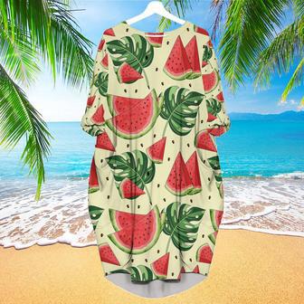 Juicy Watermelon Tropical Long Sleeve Midi Dress | Newhawaiianshirts DE