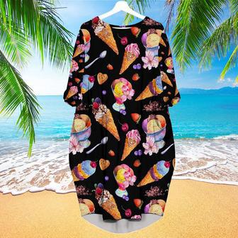 July Is National Ice Cream Month Long Sleeve Midi Dress | Newhawaiianshirts AU