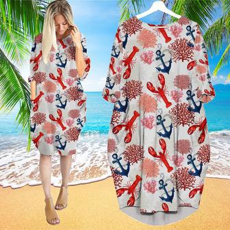 Lobster Tropical Long Sleeve Midi Dress | Newhawaiianshirts AU