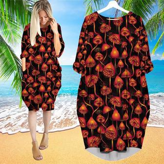 Magic Glowing Mushroom Long Sleeve Midi Dress | Newhawaiianshirts CA