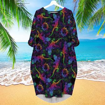 Mandalas Gecko Lizards With Boho Suns Tropical Pattern Long Sleeve Midi Dress | Newhawaiianshirts AU