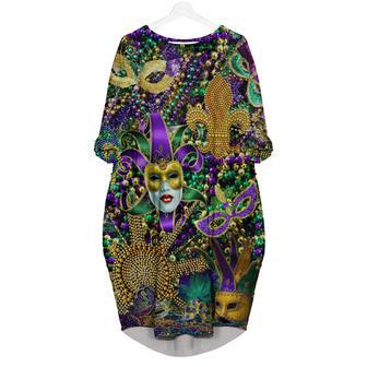 Mardi Grass Color Festival Long Sleeve Midi Dress | Newhawaiianshirts CA