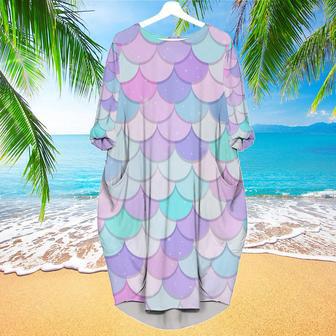 Mermaid Pattern Long Sleeve Midi Dress | Newhawaiianshirts UK