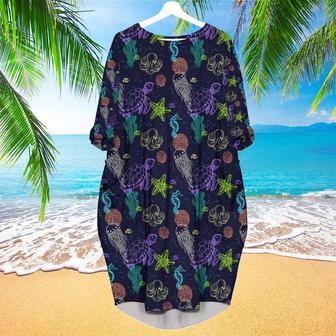 Neon Colorful Sea Life Long Sleeve Midi Dress | Newhawaiianshirts CA