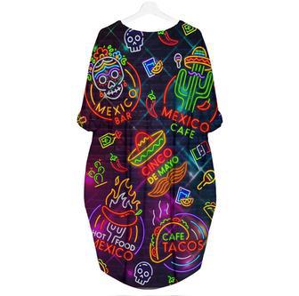 Neon Mexican Party Cinco De Mayo Long Sleeve Midi Dress | Newhawaiianshirts UK