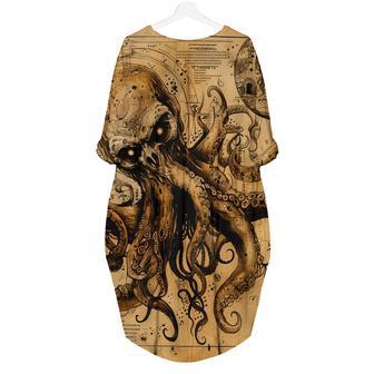 Octopus Brown Long Sleeve Midi Dress | Newhawaiianshirts AU