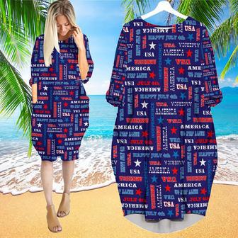 Of July America Star Long Sleeve Midi Dress | Newhawaiianshirts