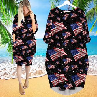 Of July American Flag Long Sleeve Midi Dress | Newhawaiianshirts DE