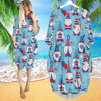 Of July Cute Patriotic Usa Gnomes Long Sleeve Midi Dress | Newhawaiianshirts DE