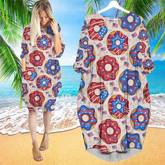 Of July Donuts America Long Sleeve Midi Dress | Newhawaiianshirts CA