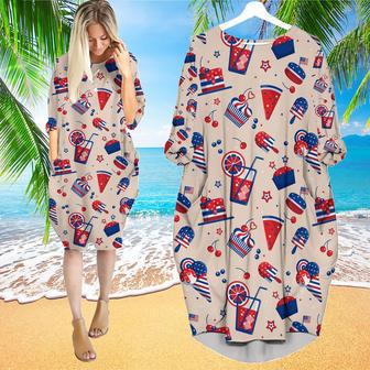 Of July Ice Cream And Cakes Long Sleeve Midi Dress | Newhawaiianshirts DE