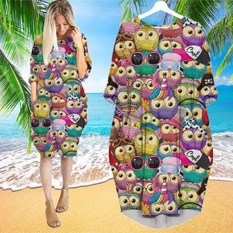 Owl Multicolor Amazing Long Sleeve Midi Dress | Newhawaiianshirts