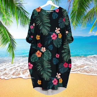 Palm Tree Tropical Long Sleeve Midi Dress | Newhawaiianshirts CA