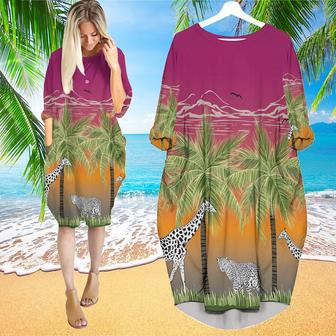 Palm Trees Tropical Long Sleeve Midi Dress | Newhawaiianshirts UK