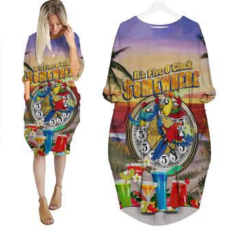 Parrot Tropical It's 5 O'clock Somewhere Long Sleeve Midi Dress | Newhawaiianshirts UK