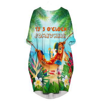 Party Parrot It's 5 O'Clock Somewhere Summer Long Sleeve Midi Dress | Newhawaiianshirts AU