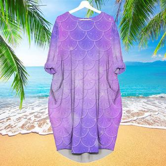 Pastel Violet Mermaid Scale Long Sleeve Midi Dress | Newhawaiianshirts UK