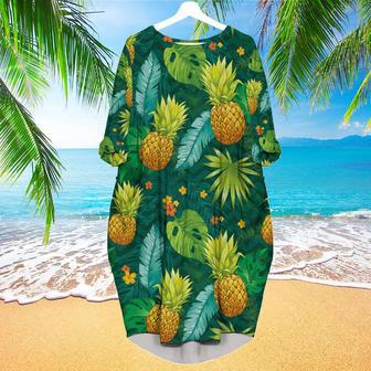 Pineapple Fruit Tropical Long Sleeve Midi Dress | Newhawaiianshirts