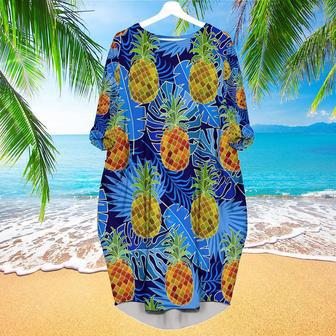 Pineapple Tropical Long Sleeve Midi Dress | Newhawaiianshirts CA