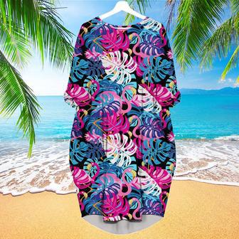 Pink Flamingos With Tropical Leaves Long Sleeve Midi Dress | Newhawaiianshirts UK