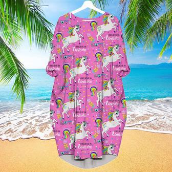 Pink Unicorn I Believe In Unicorn Long Sleeve Midi Dress | Newhawaiianshirts UK