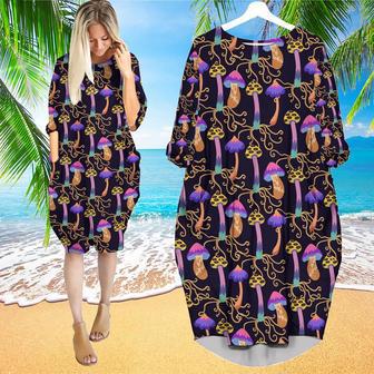 Psychedelic Fairy Colorful Mushroom Long Sleeve Midi Dress | Newhawaiianshirts