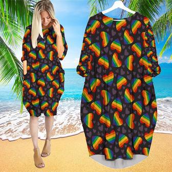 Rainbow Heart LGBT Long Sleeve Midi Dress | Newhawaiianshirts CA