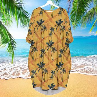 Retro Tropical Palm Tree Long Sleeve Midi Dress | Newhawaiianshirts CA