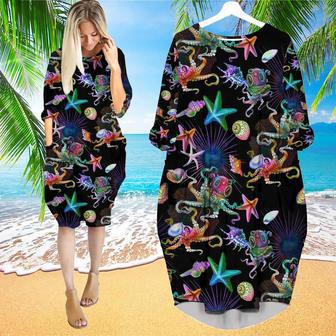 Scuba Diving Octopus Undersea Long Sleeve Midi Dress | Newhawaiianshirts AU