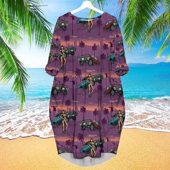 Sexy Girls Lowrider Cars Colorful Vintage Long Sleeve Midi Dress | Newhawaiianshirts