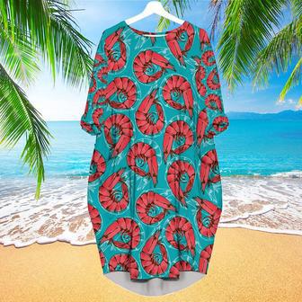 Shrimp Seafood Long Sleeve Midi Dress | Newhawaiianshirts AU