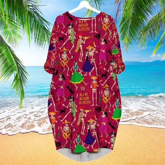 Skeletons Day Dead Dia Mexico Long Sleeve Midi Dress | Newhawaiianshirts AU