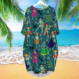 Skeletons Day Of The Dead Mexico Long Sleeve Midi Dress | Newhawaiianshirts AU