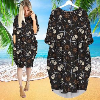 Skull Amazing Pirate Long Sleeve Midi Dress | Newhawaiianshirts UK