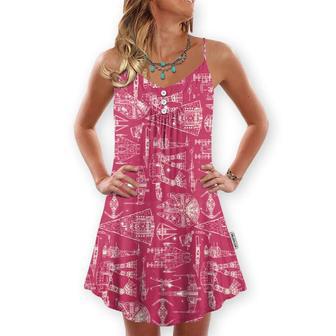 Space Ships Star Wars Pink - V-Neck Sleeveless Cami Dress | Newhawaiianshirts